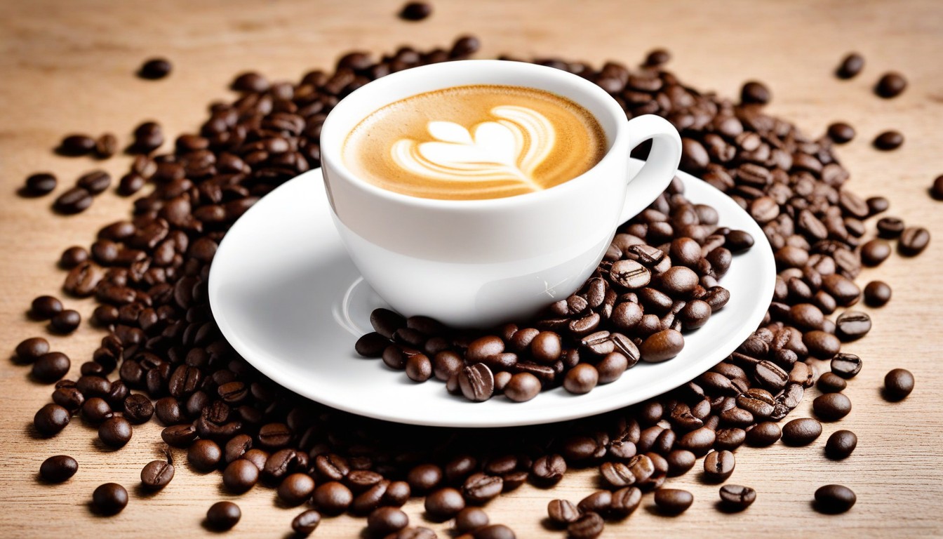 Coffee cup on coffee beans Coffee cup on coffee beans