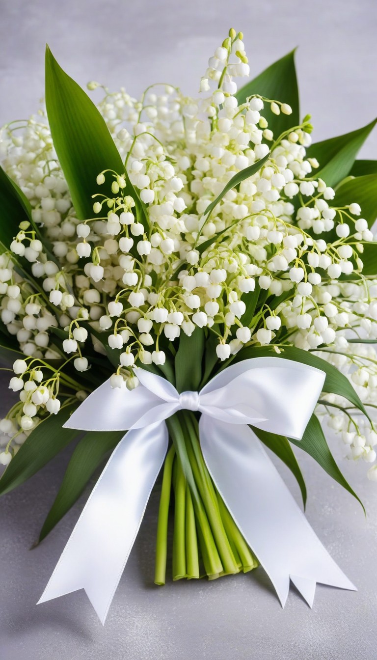 Lily of the valley bouquet with white ribbon Lily of the valley bouquet with white ribbon
