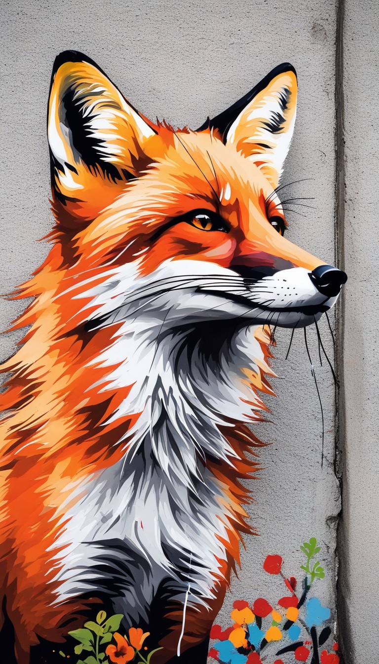 Fox graffiti on urban wall Fox graffiti on urban wall
