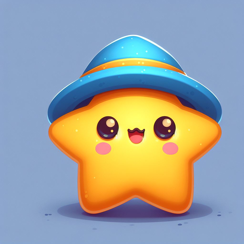 Smiling star in blue hat Smiling star in blue hat