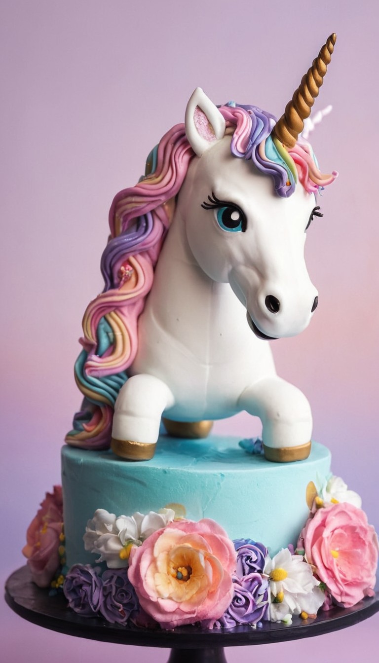 Unicorn cake with flowers Unicorn cake with flowers