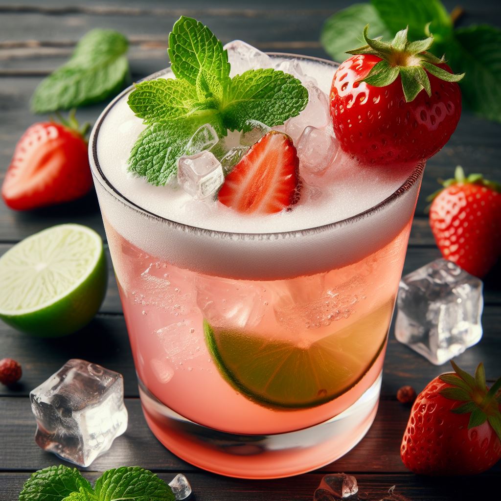 Strawberry lime cocktail with mint Strawberry lime cocktail with mint