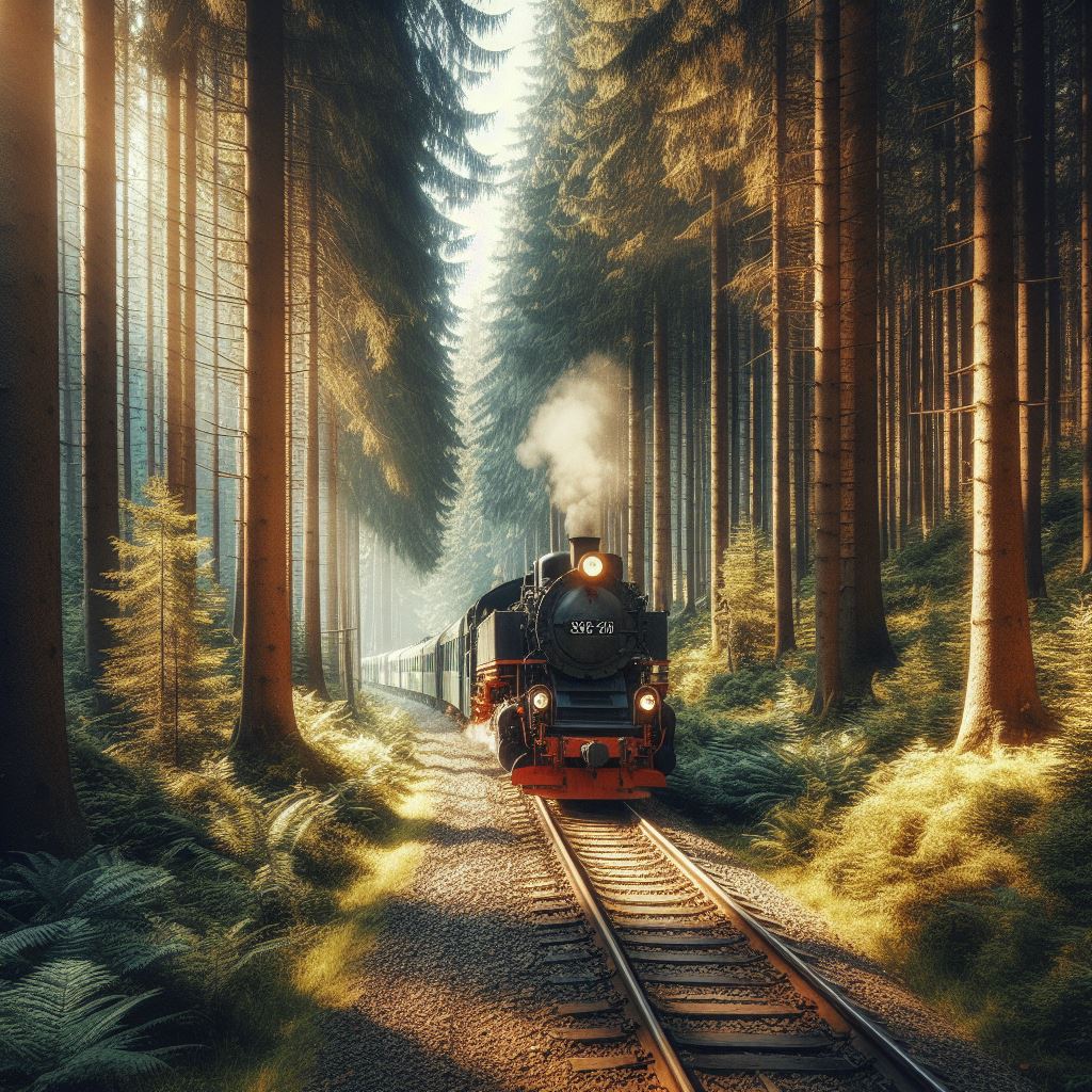 Train through forest Train through forest