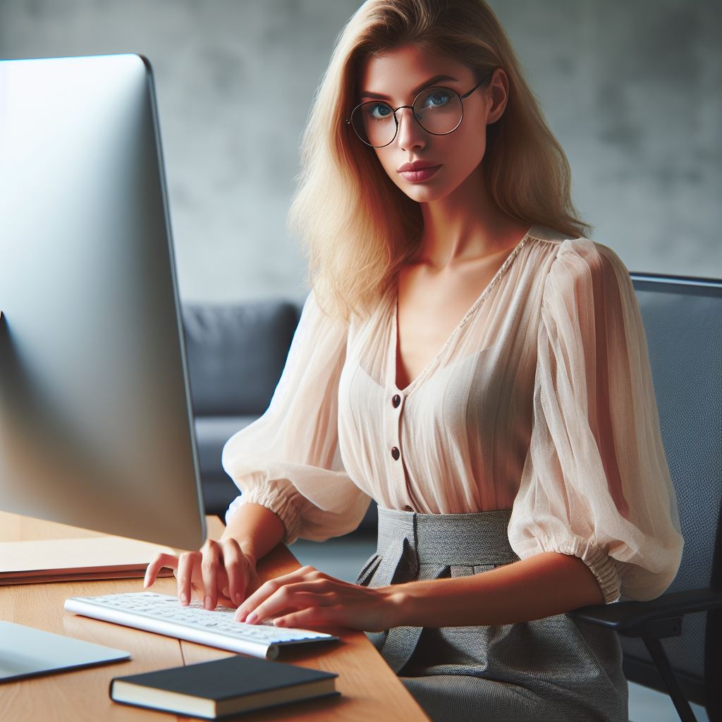 Woman typing on computer Woman typing on computer