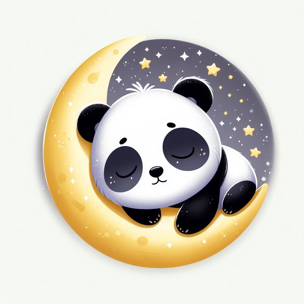 Sleeping panda on crescent moon Sleeping panda on crescent moon