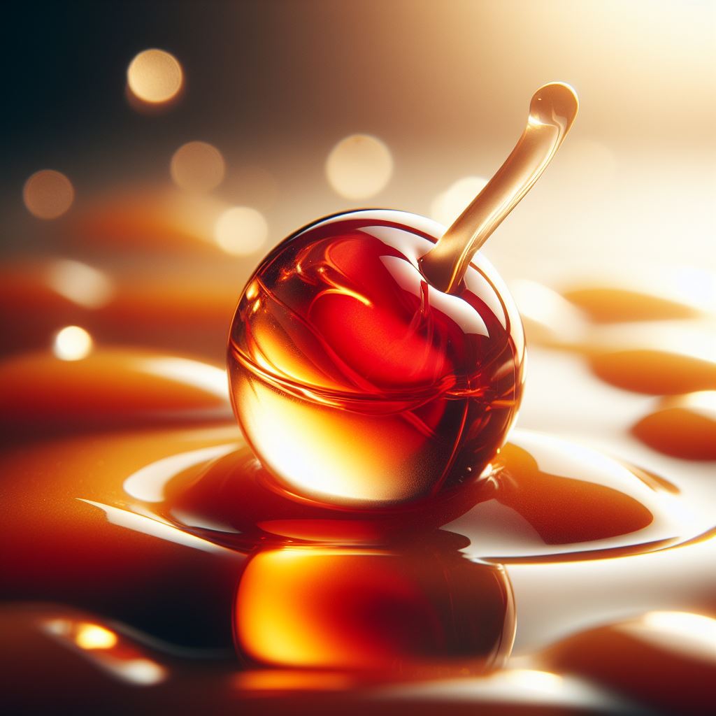 Glass cherry in caramel Glass cherry in caramel
