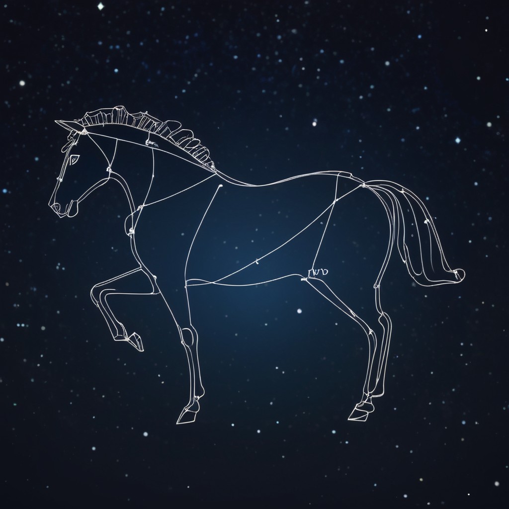 Horse constellation in night sky Horse constellation in night sky