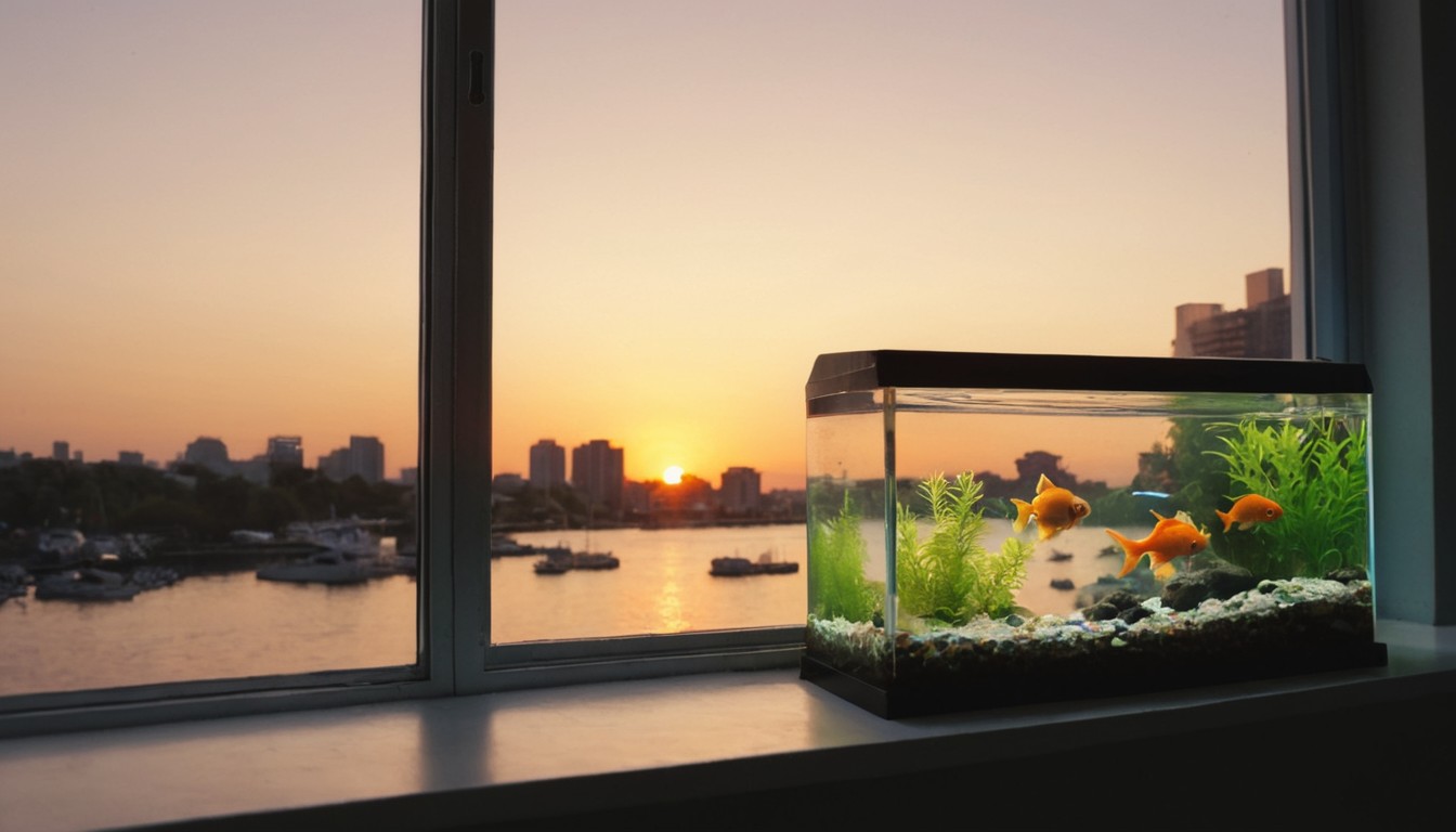 Fish tank sunset view Fish tank sunset view