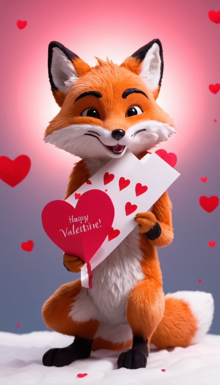 Fox holding valentine's card Fox holding valentine's card