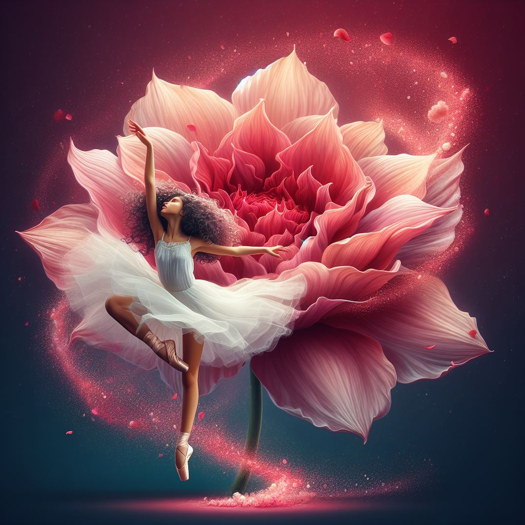 Ballerina dancing in a giant pink flower Ballerina dancing in a giant pink flower