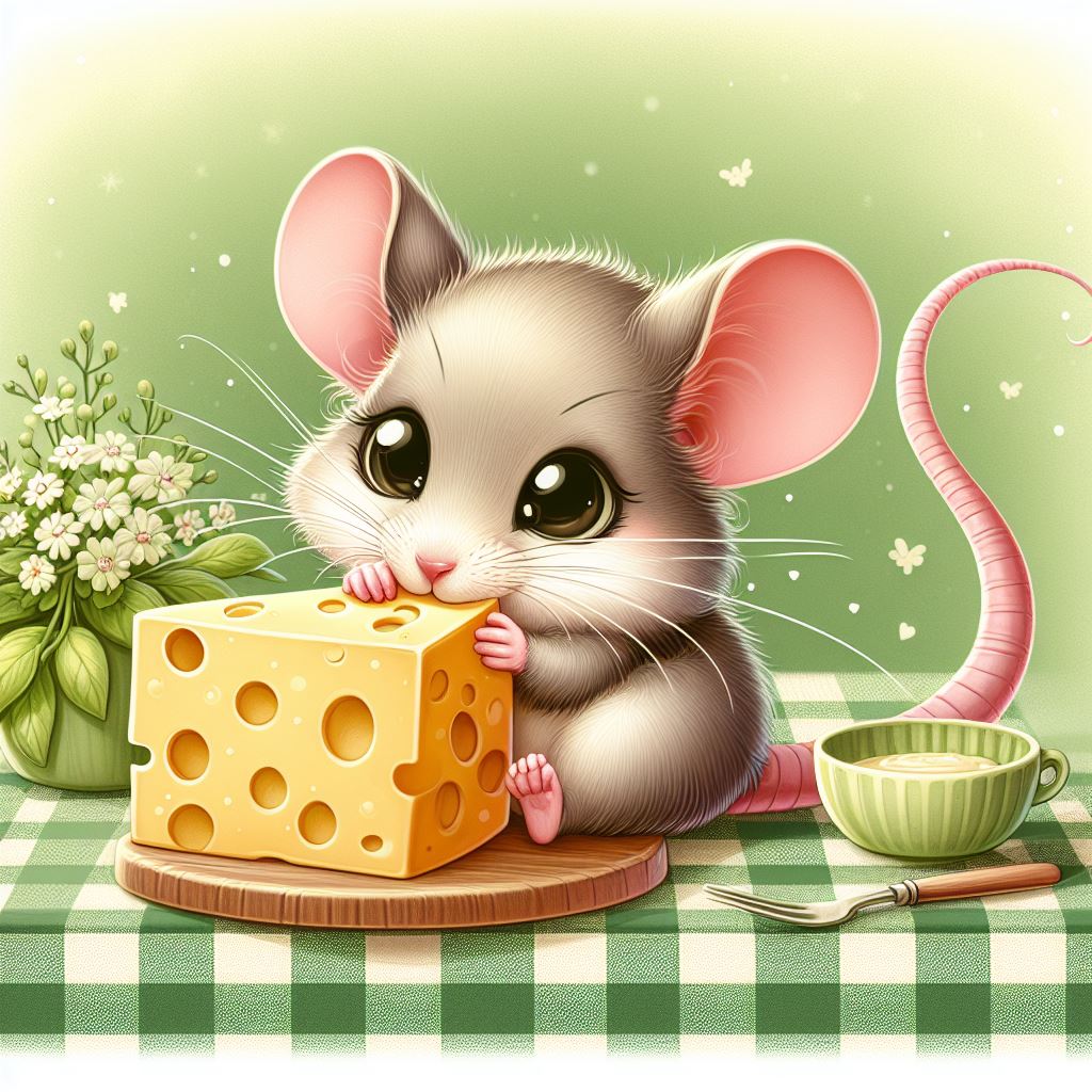 Cute mouse eating cheese Cute mouse eating cheese