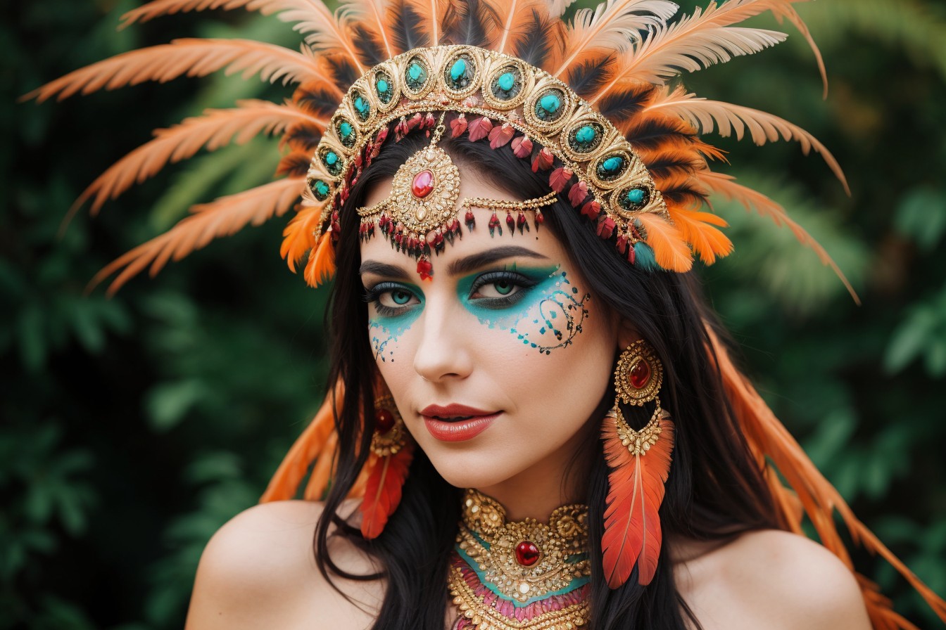 Woman in feather headdress Woman in feather headdress