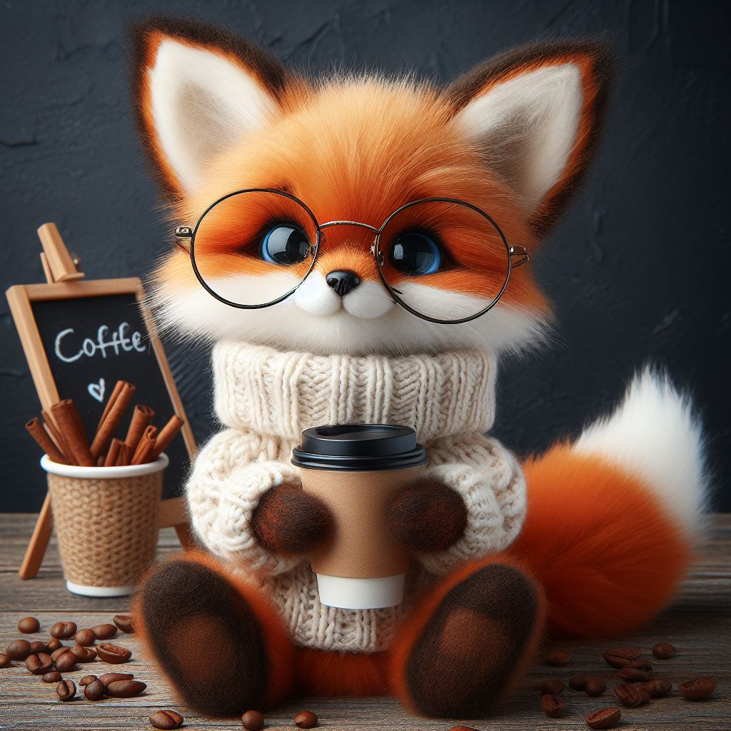 Fox enjoying coffee Fox enjoying coffee