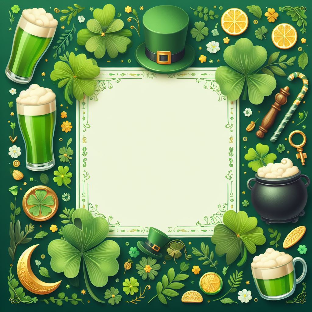 St. patrick's day green beer and shamrocks border St. patrick's day green beer and shamrocks border