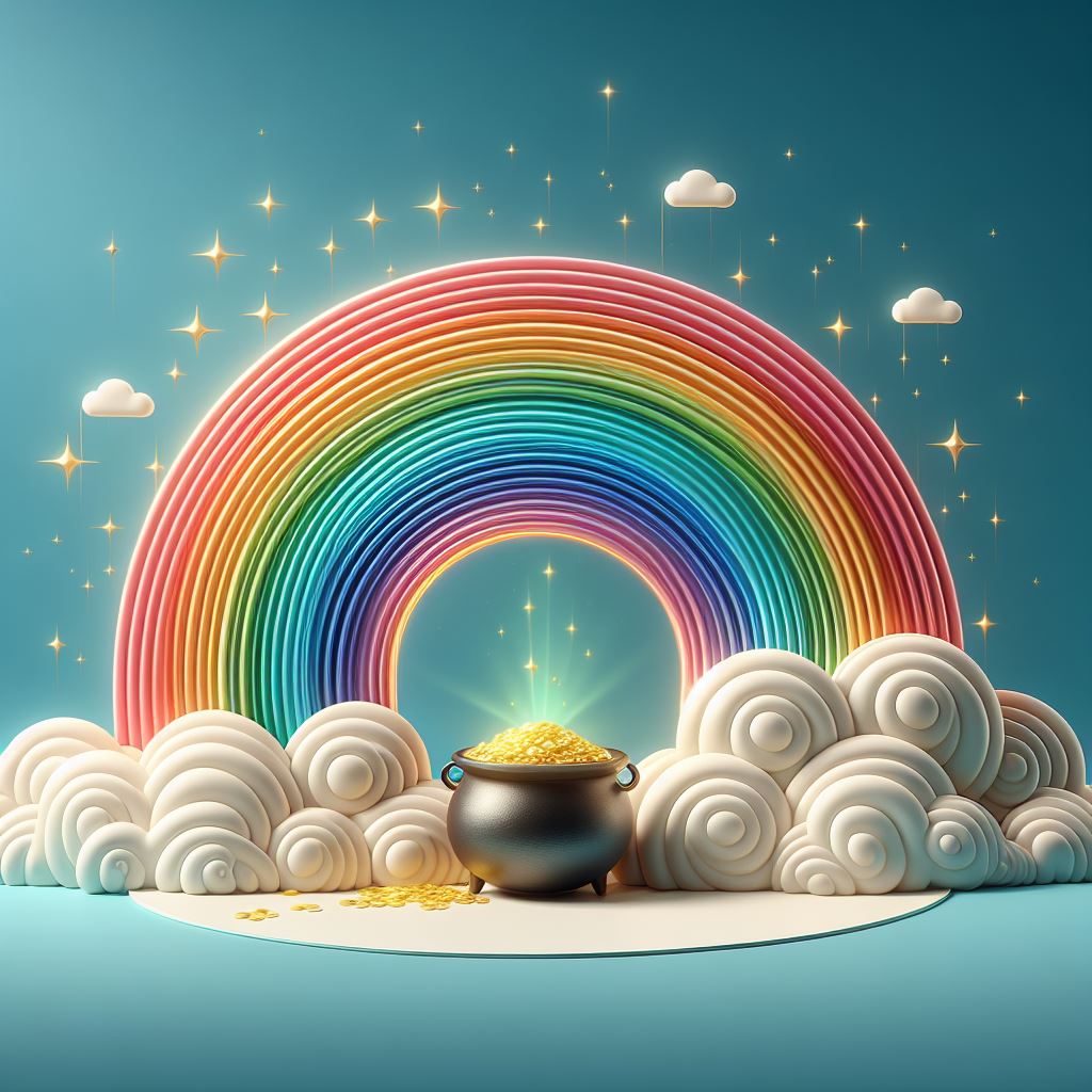 Pot of gold under rainbow Pot of gold under rainbow