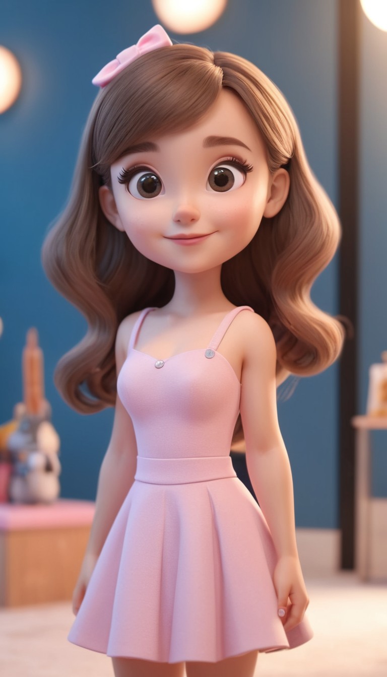 Animated girl in pink dress Animated girl in pink dress