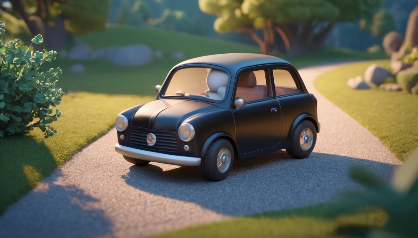 Black car driving on winding road Black car driving on winding road