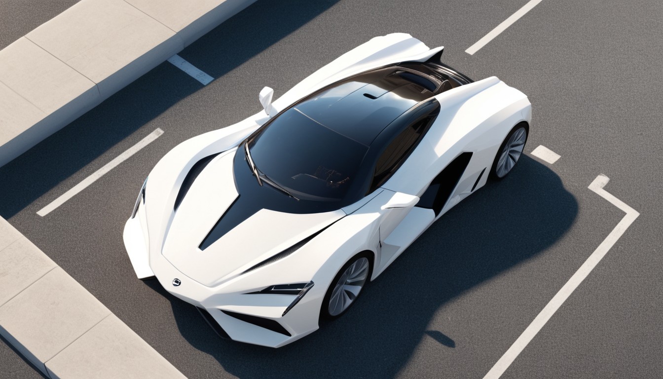 White sports car parked in parking lot White sports car parked in parking lot