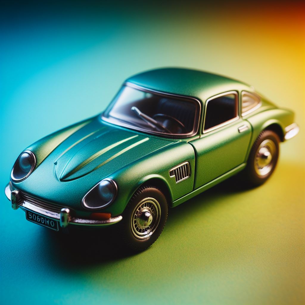 Green sports car model Green sports car model
