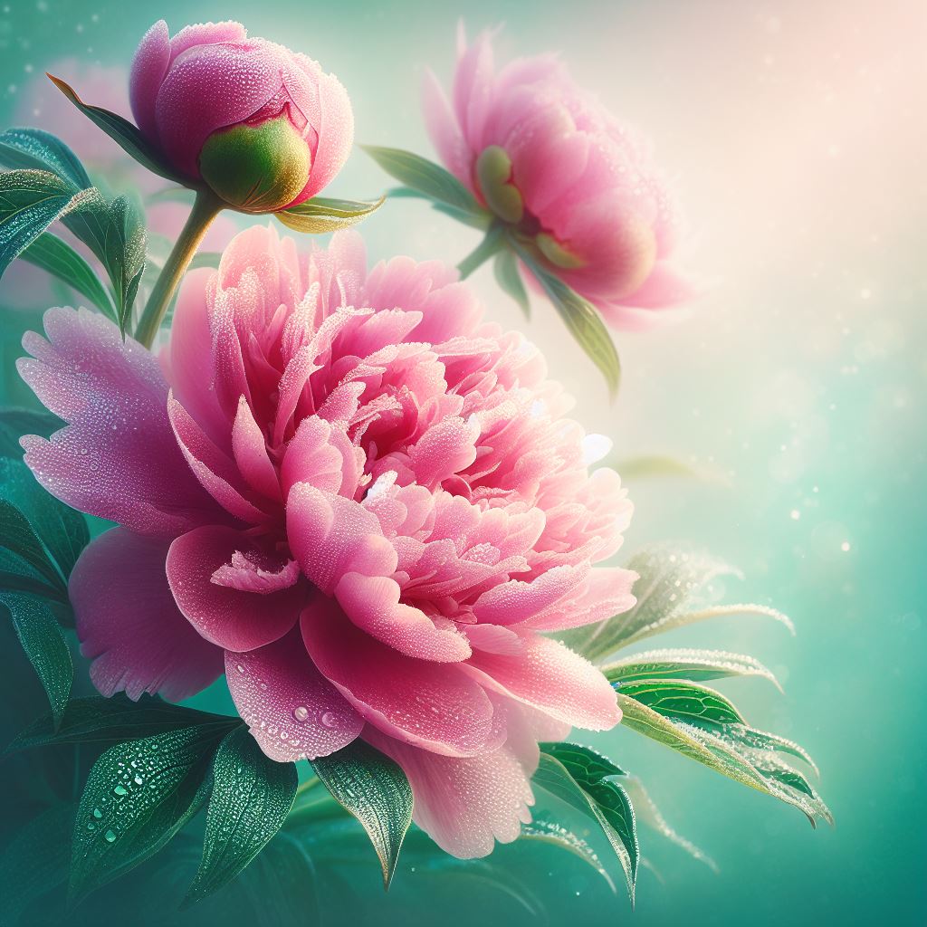 Pink peony blooming in sunlight Pink peony blooming in sunlight