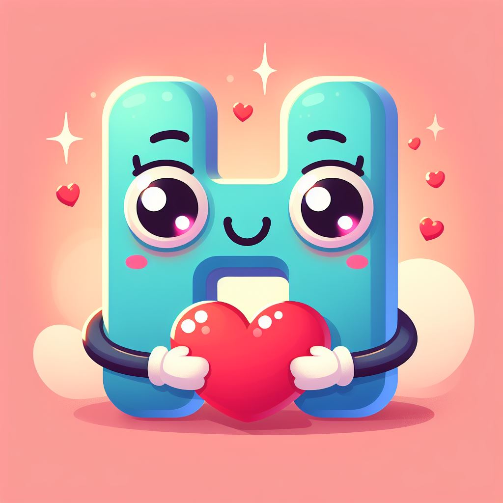 Cute letter h holding heart Cute letter h holding heart