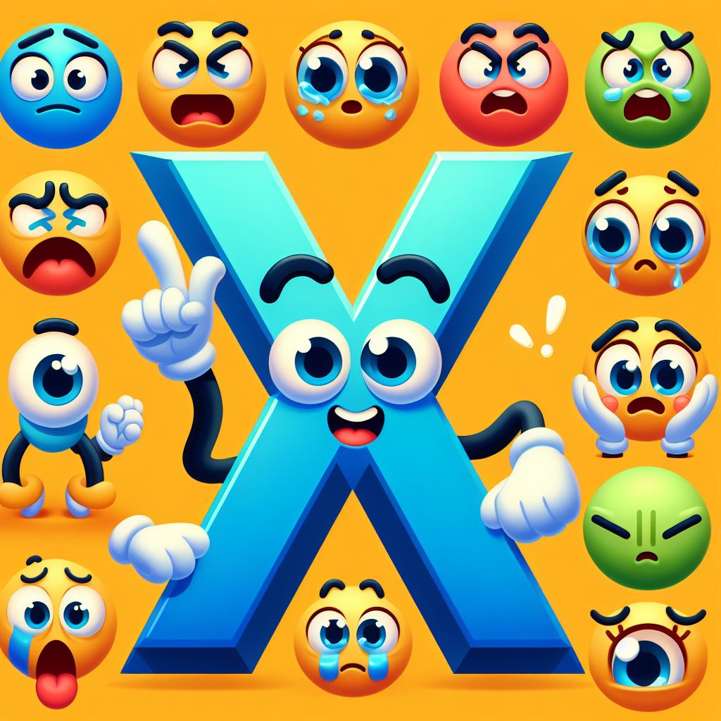Blue letter x emoji illustration Blue letter x emoji illustration