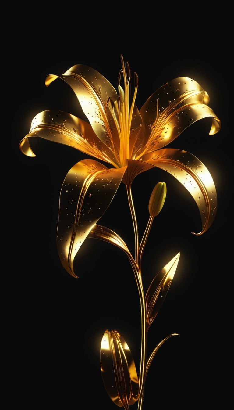 Golden lily on black background Golden lily on black background