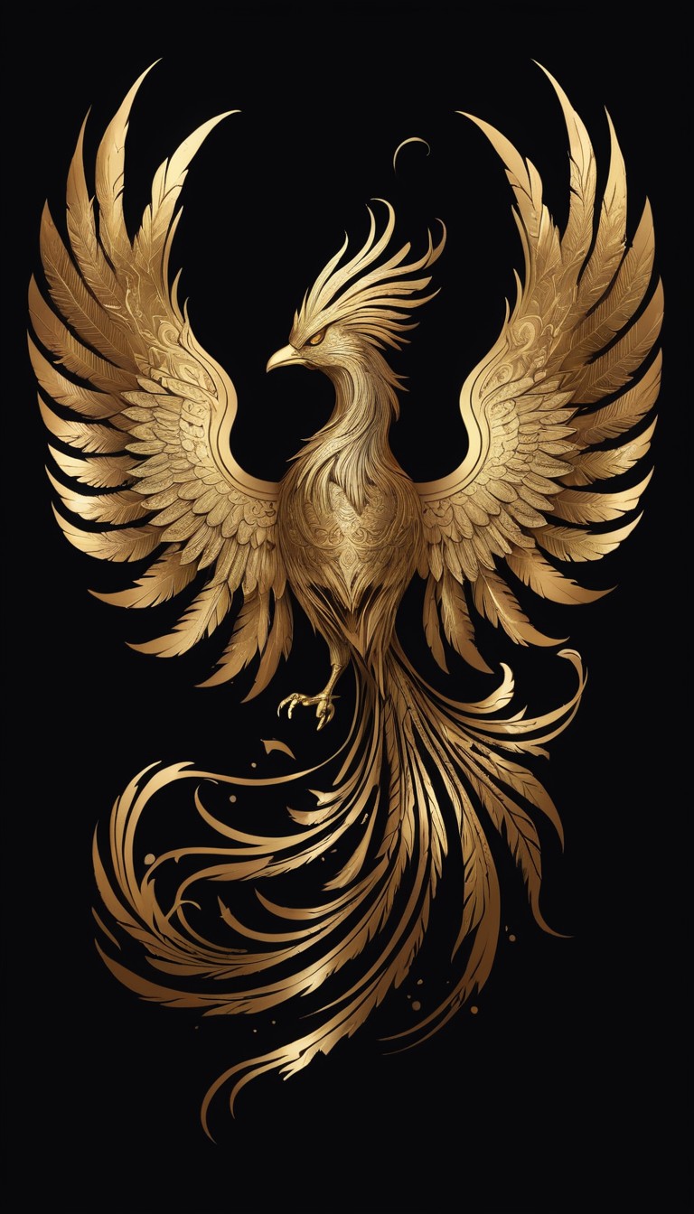 Golden phoenix illustration Golden phoenix illustration