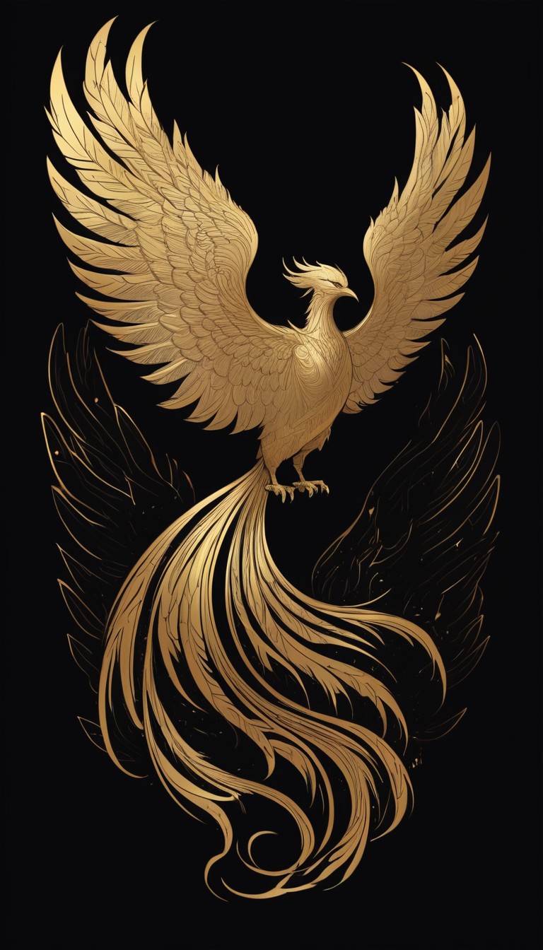 Golden phoenix illustration Golden phoenix illustration