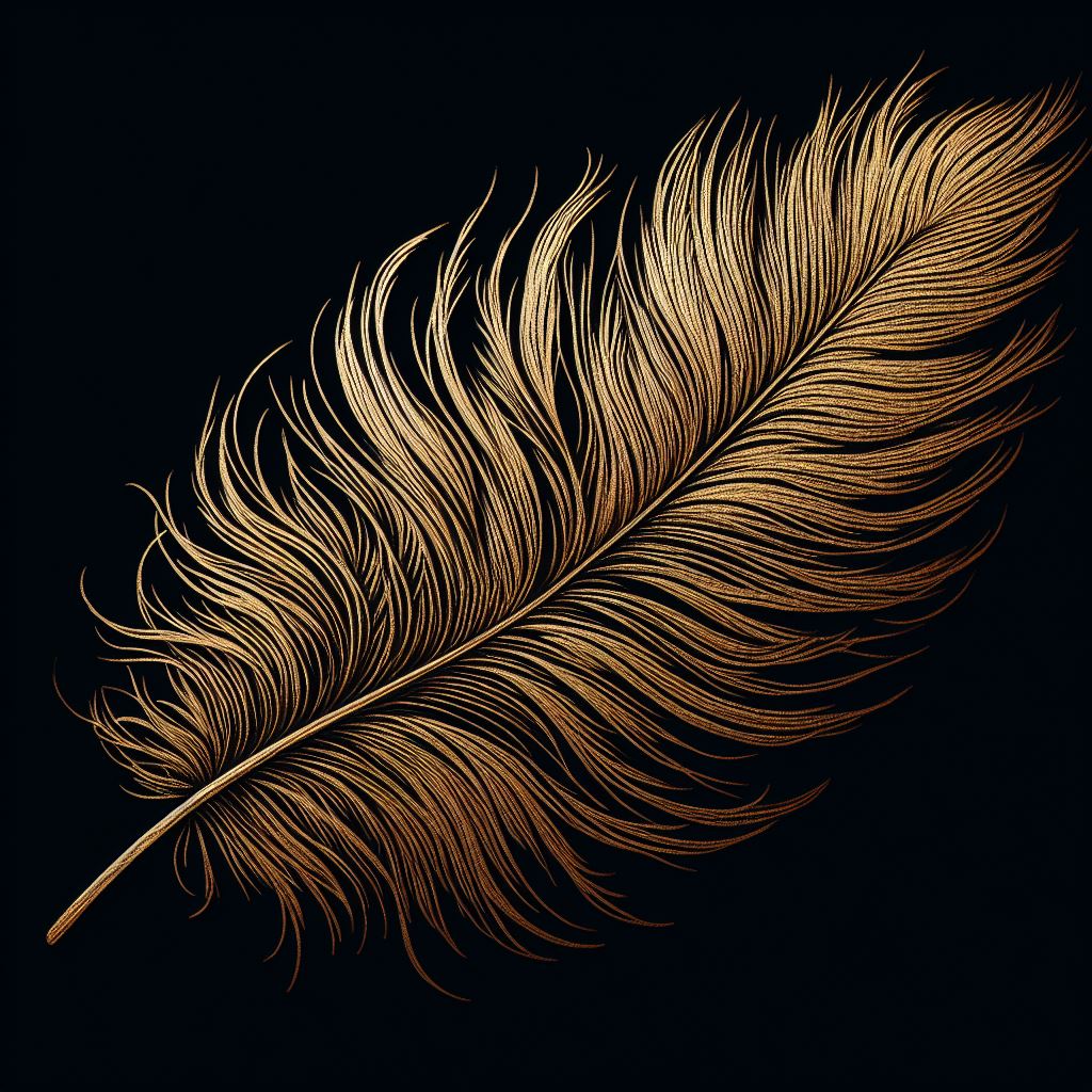 Gold ostrich feather on black background Gold ostrich feather on black background