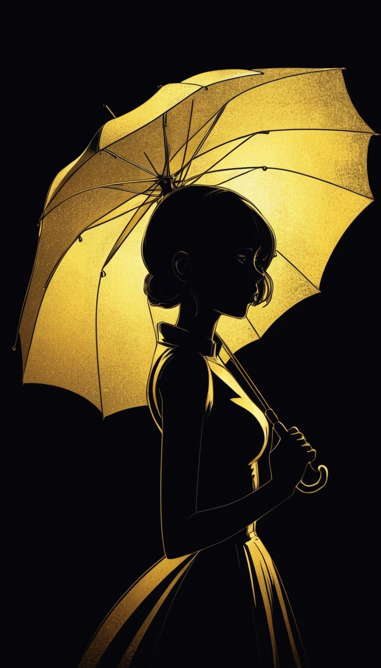 Golden umbrella silhouette Golden umbrella silhouette