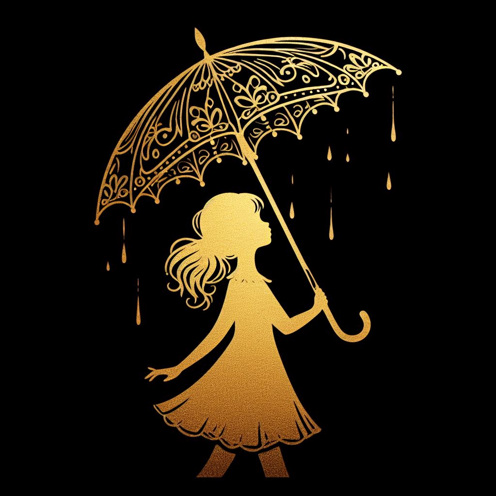 Golden girl under umbrella Golden girl under umbrella