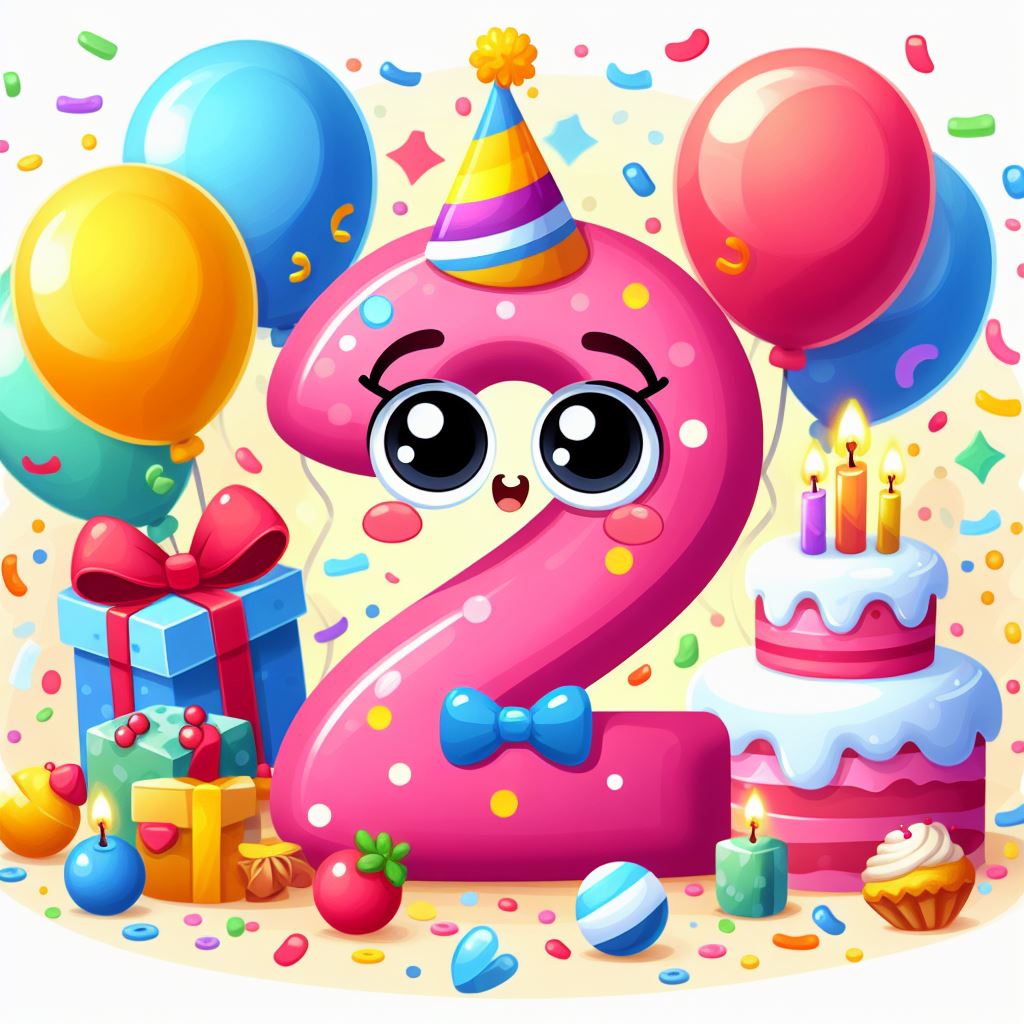 Happy second birthday illustration Happy second birthday illustration