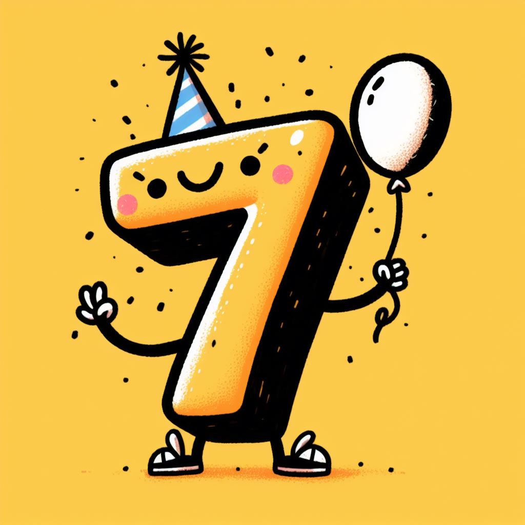 Happy 7th birthday cartoon character Happy 7th birthday cartoon character