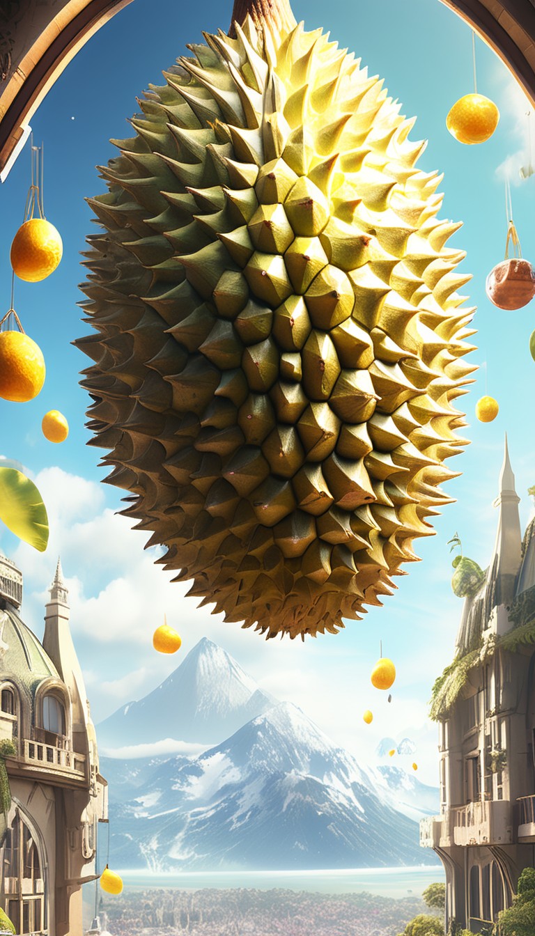 Giant durian over cityscape Giant durian over cityscape