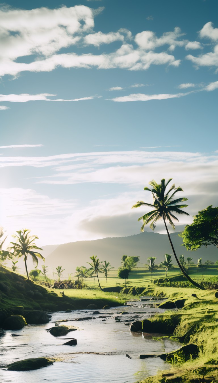 Tropical river valley at sunrise Tropical river valley at sunrise