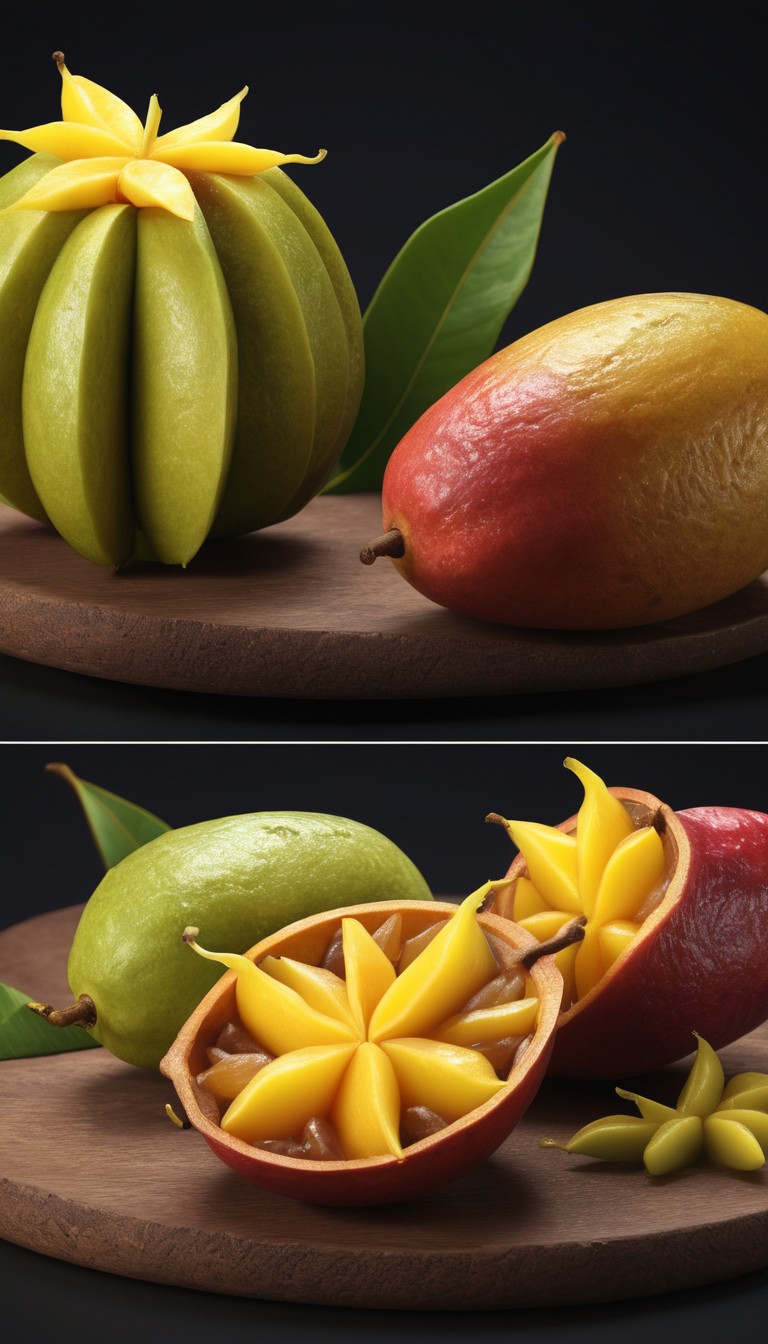 Carambola and mango fruit still life Carambola and mango fruit still life