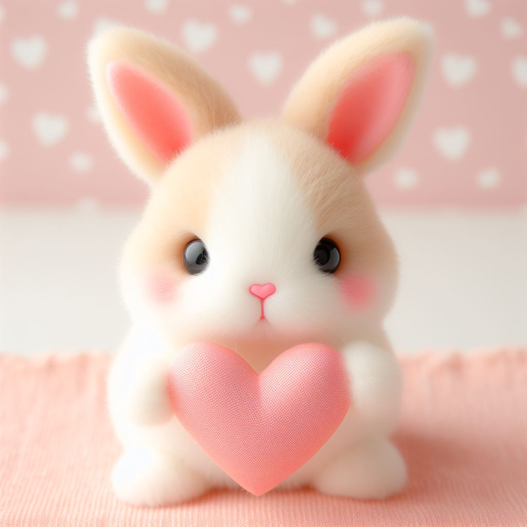 Cute bunny holding heart Cute bunny holding heart
