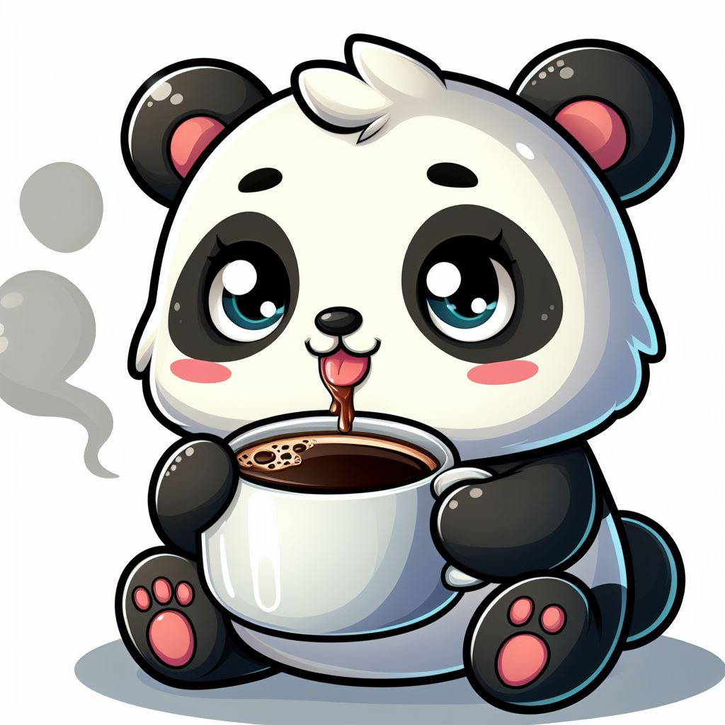 Cute panda drinking coffee Cute panda drinking coffee