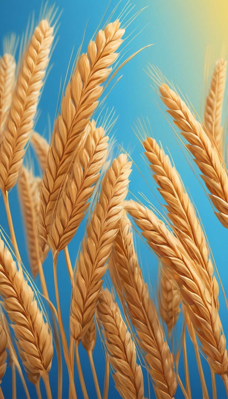 Golden wheat stalks against blue sky Golden wheat stalks against blue sky