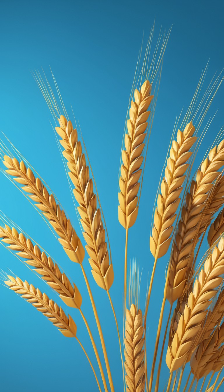 Golden wheat stalks against blue sky Golden wheat stalks against blue sky