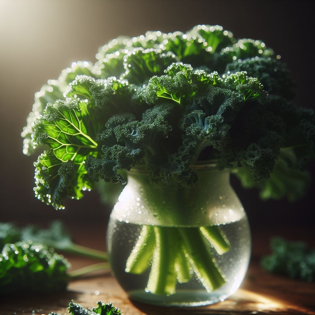 Kale bouquet in a glass vase Kale bouquet in a glass vase