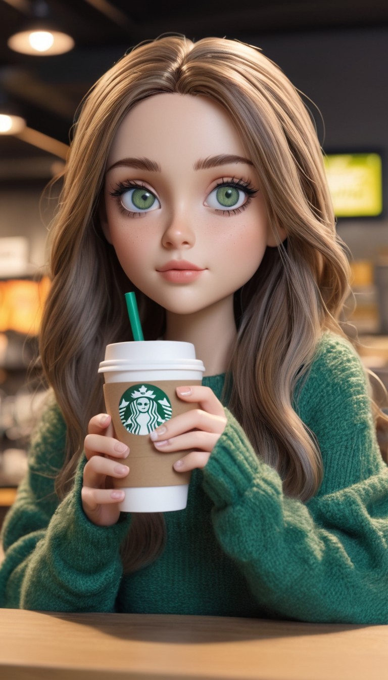 Animated woman holding coffee Animated woman holding coffee