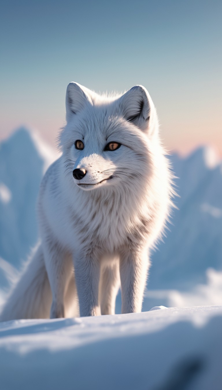 Arctic fox standing in snowy landscape Arctic fox standing in snowy landscape