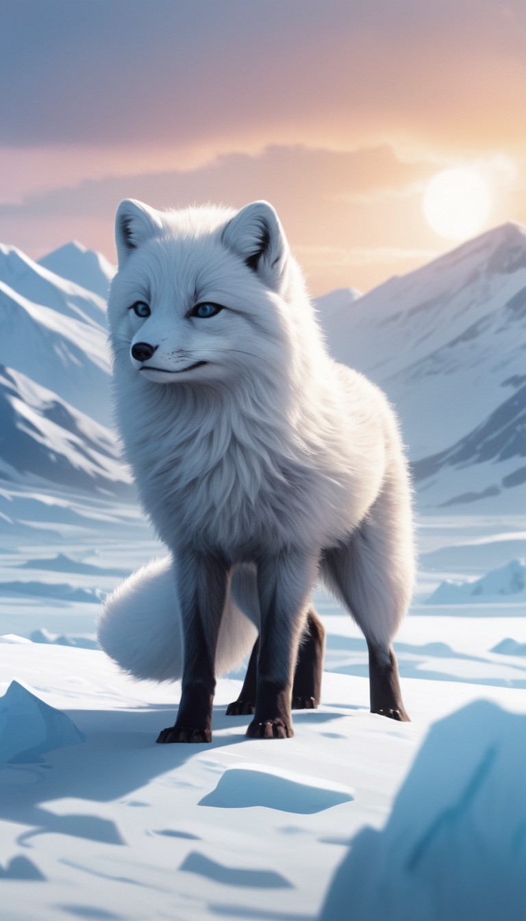 Arctic fox in snowy landscape Arctic fox in snowy landscape