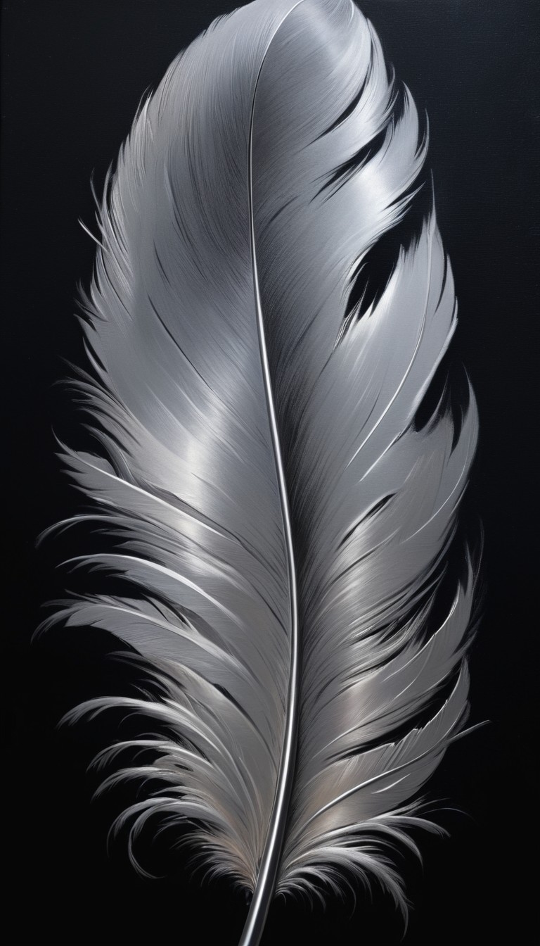 Silver feather on black background Silver feather on black background