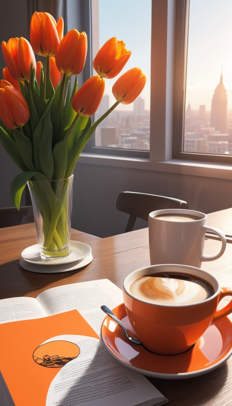 Morning coffee with city view Morning coffee with city view