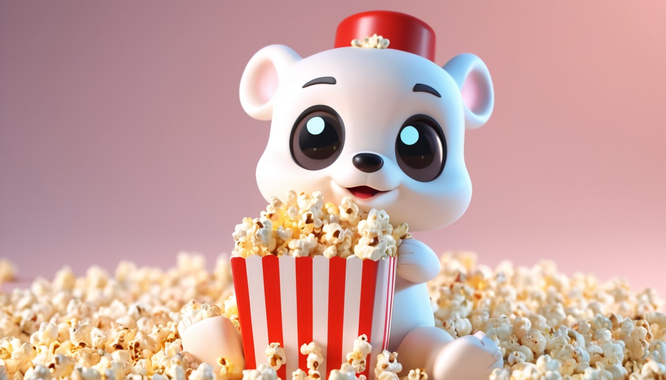 Bear cub enjoys popcorn snack Bear cub enjoys popcorn snack