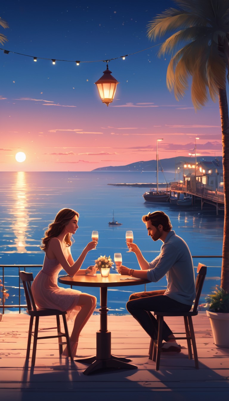Romantic couple dinner at sunset Romantic couple dinner at sunset