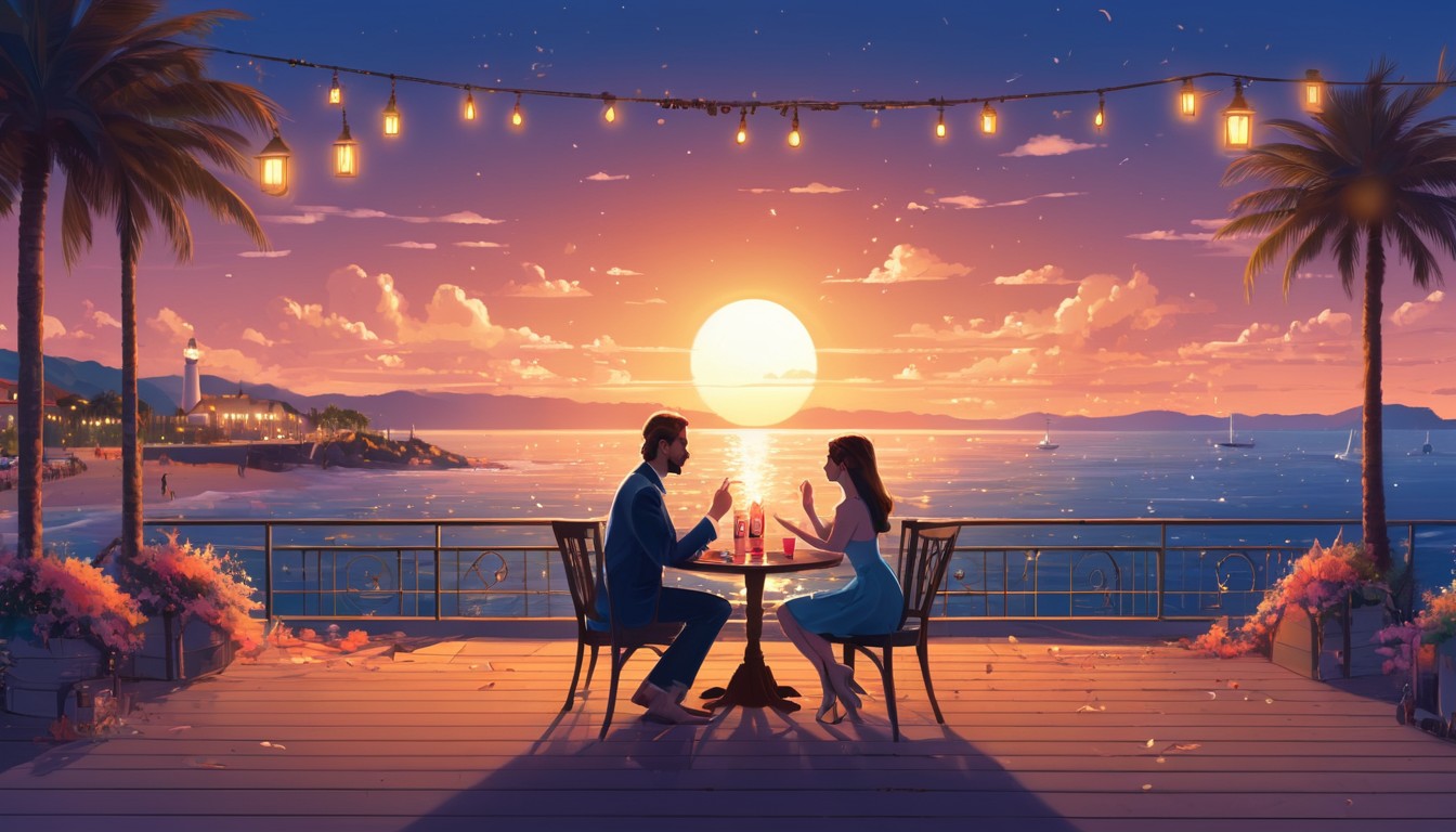 Romantic dinner at sunset Romantic dinner at sunset